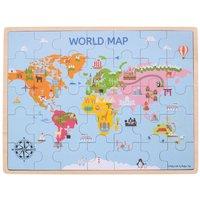 Bigjigs Toys Wooden World Map Puzzle - 35 Pieces