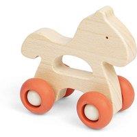 Bigjigs Toys Mini Animal Push Along (Horse) - Wooden Push-Along Animals in Brown