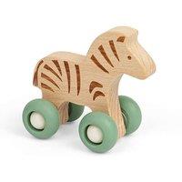Bigjigs Toys Jungle Animal on Wheels (Zebra) - Mini Wooden Push Along Animals