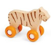 Bigjigs Toys Jungle Animal on Wheels (Tiger) - Mini Wooden Push Along Animals