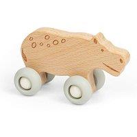 Bigjigs Toys Jungle Animal on Wheels (Hippo) - Mini Wooden Push Along Animals
