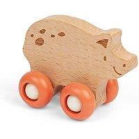 Bigjigs Toys Farm Animal on Wheels (Pig) - Mini Wooden Push Along Animals