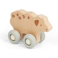 Bigjigs Toys Farm Animal on Wheels (Sheep) - Mini Wooden Push Along Animals