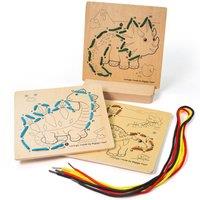 Bigjigs Toys Lacing By Numbers - Dinosaur Threading Toys For 3 Year Olds