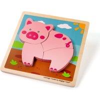 Bigjigs Toys Wooden Chunky Lift-Out Jigsaw Puzzle - Pig