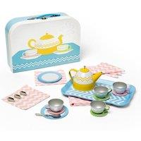 Bigjigs Toys Tin Tea Set With Carry Case in Baby Blue