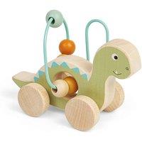 Bigjigs Toys Push Along Diplodocus - 2-in-1 Wooden Dinosaur Push-Along & Bead Frame in Green