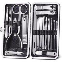 Dragodirect 19 in 1 Set Stainless Steel Manicure Pedicure Professional Nail clipper Kit in Black