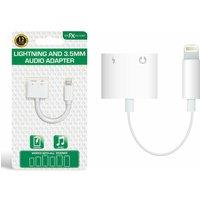 FX iPhone Adapter to 3.5mm Audio Adapter Jack Cable & 'Lighting Cable' in White