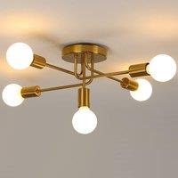 COMELY Industrial Chandelier, 5 Light E27 Retro Metal Ceiling Lights in Gold