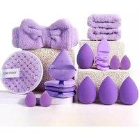 Dyzi 20-Piece Purple Makeup Kit Complete Set with Soft Brushes Beauty Blender & More in Clear