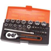 Bahco Sl25 Socket Set Of 25 Metric 1/4In Drive in Orange