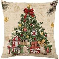 Obasyhig Christmas Print Sofa Pillow Cover in Beige | Size: EU Single