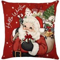 Obasyhig Christmas Print Sofa Pillow Cover in Red | Size: EU Single