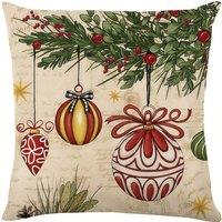 Obasyhig Christmas Print Sofa Pillow Cover in White | Size: EU Single