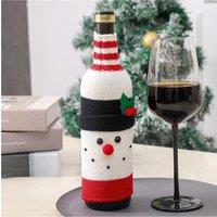 Leaper Knitted Snowmen Wine Bottle Cover for Christmas Decorations in White