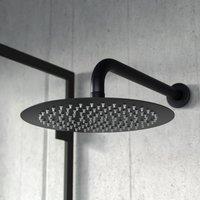 Nes Home Bathroom Black Matt Round Rainfall Modern Overhead Shower Slim Head 250mm
