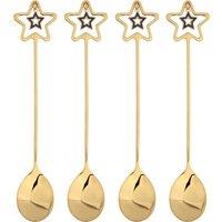 Glim & Glam Tea Spoons 18/8 Stainless Steel Gold Christmas Star 4pcs