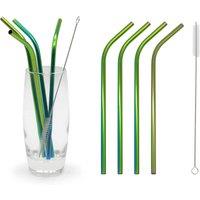Glim & Glam Reusable Straws Stainless Steel Rainbow 6 Piece Set