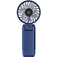 Leaper 100-Speed Handheld Foldable Neck Hanging Fan with Strap in Blue