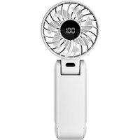 Leaper 100-Speed Handheld Foldable Neck Hanging Fan with Strap in White