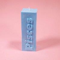 Flamingo Candles Pisces Zodiac Block Pillar Candle in Baby Blue