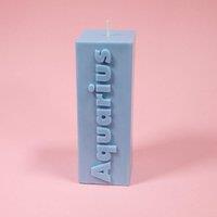 Flamingo Candles Aquarius Zodiac Block Pillar Candle in Baby Blue