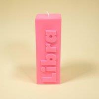 Flamingo Candles Libra Zodiac Block Pillar Candle in Bright Pink