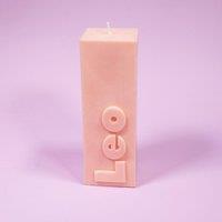 Flamingo Candles Leo Zodiac Block Pillar Candle in Peach