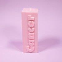 Flamingo Candles Cancer Zodiac Block Pillar Candle in Baby Pink