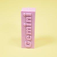 Flamingo Candles Gemini Zodiac Block Pillar Candle in Lilac