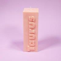 Flamingo Candles Taurus Zodiac Block Pillar Candle in Peach