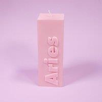 Flamingo Candles Aries Zodiac Block Pillar Candle in Baby Pink