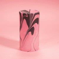 Flamingo Candles Pink Petrol Marble Pillar Candle in Baby Pink