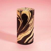 Flamingo Candles Goldrush Marble Pillar Candle in Black