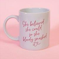 Flamingo Candles She Believed She Could So She Bloody Smashed It Mug in Metallic Gold