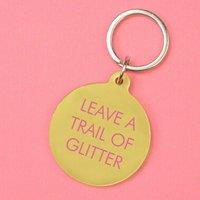 Flamingo Candles Leave a Trail of Glitter Keyring in Gold