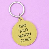 Flamingo Candles Stay Wild Moon Child Keyring in Metallic Gold