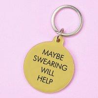 Flamingo Candles Maybe Swearing Will Help Keyring in Metallic Gold