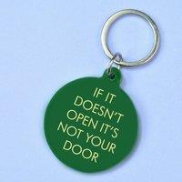 Flamingo Candles If It Doesn't Open It's Not Your Door Keyring in Metallic Gold