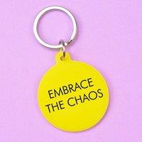 Flamingo Candles Embrace the Chaos Keyring in Baby Pink