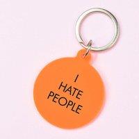 Flamingo Candles I Hate People Keyring in Metallic Silver