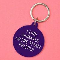 Flamingo Candles I Like Animals More than People Keyring in Black