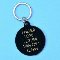 Flamingo Candles I Never Lose, I Either Win or I Learn Keyring in Grey