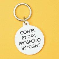 Flamingo Candles Coffee by Day, Prosecco by Night Keyring in Black