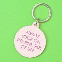 Flamingo Candles Always Look on the Pink Side of Life Keyring in Lilac
