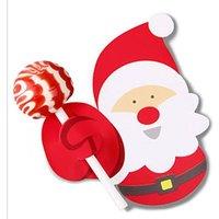 Leaper 50PCS Father Christmas Pattern Lollipop Decorative Paper Cards in Red