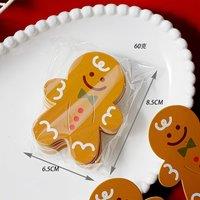 Leaper 50PCS Gingerbread Man Christmas Pattern Lollipop Decorative Paper Cards in Yellow