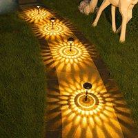 Obasyhig Pack of 1 Outdoor Patio Lawn Solar Ground Plug Ambient Lights in Black