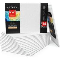 Arteza 5" x 7" Canvas Panels White 100% Cotton - Pack of 14